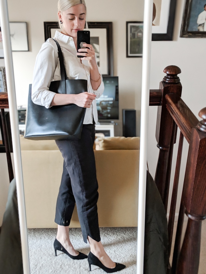 everlane day square tote review outfit