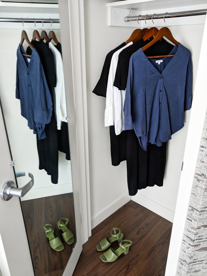 clothes hanging in a closet