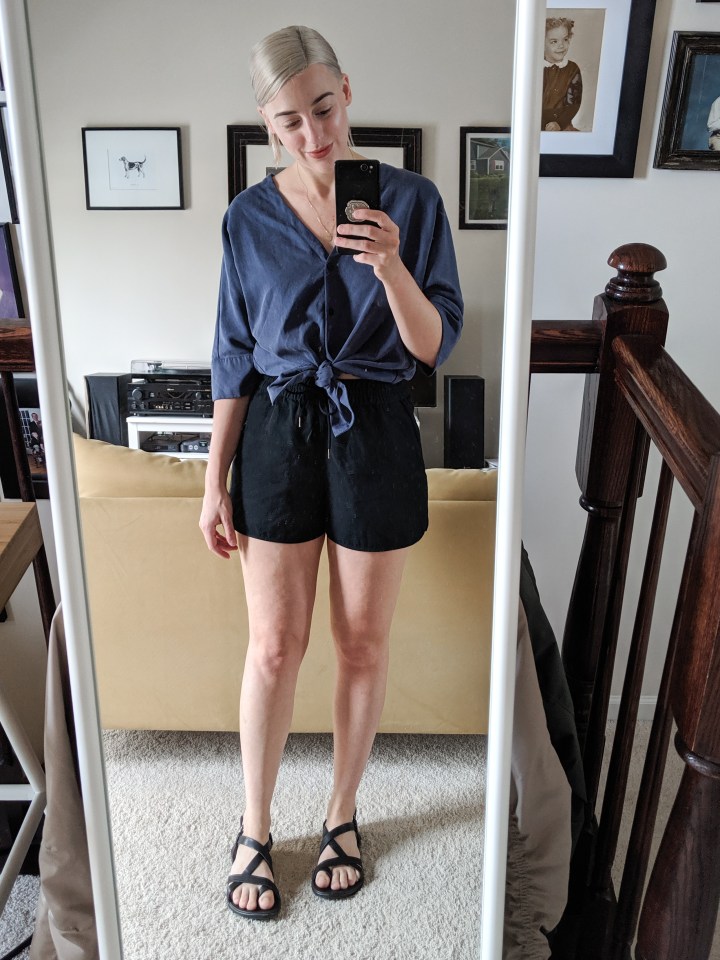 tencel shirt and japanese goweave shorts