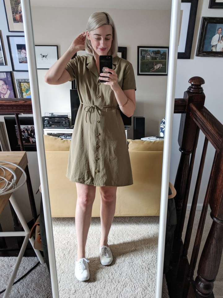 everlane goweave notch shirtdress